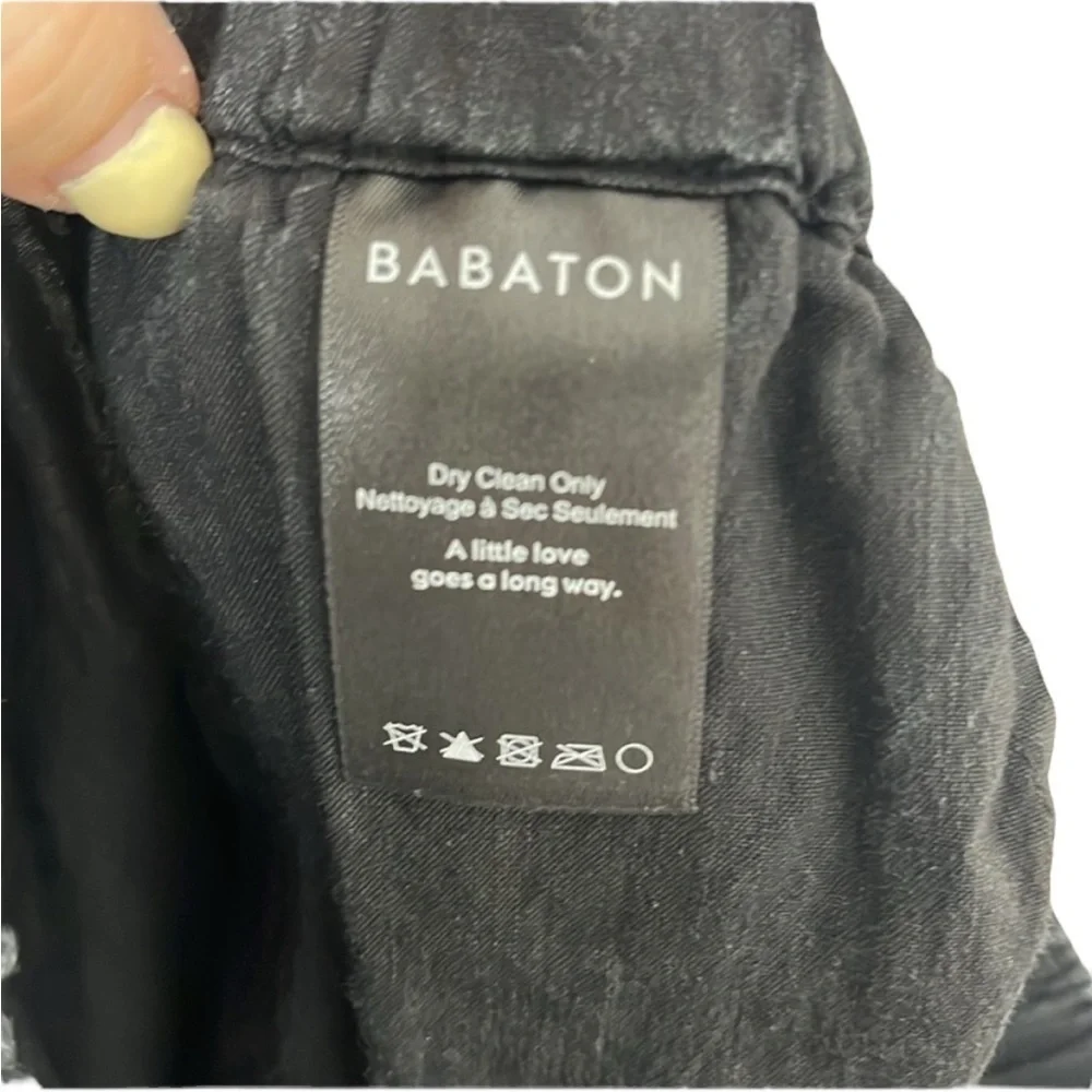 Aritzia Babaton Errol Black Linen Tapered Pants Women Size M